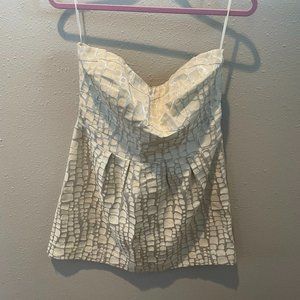 American Eagle Cream and Silver Strapless Cocktail Dress, Size 14